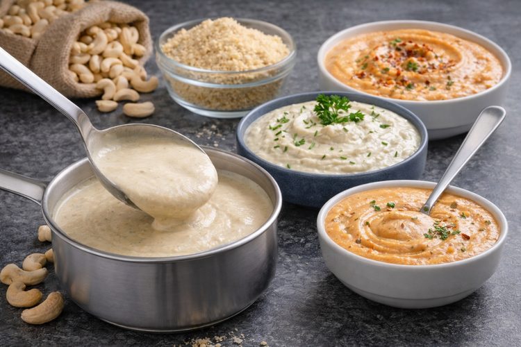 Illustrated placeholder for article titled Cashews in Sauce Systems: Smoothness, Solids and Flavor